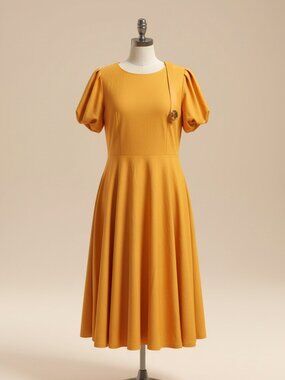 Metamorphosis Girl Women's Mustard Yellow Midi Dress – Large